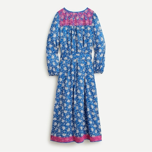 NWOT J. Crew Blue & White Print Midi with Pink Embroidery in XS & Matching Belt - Picture 4 of 12